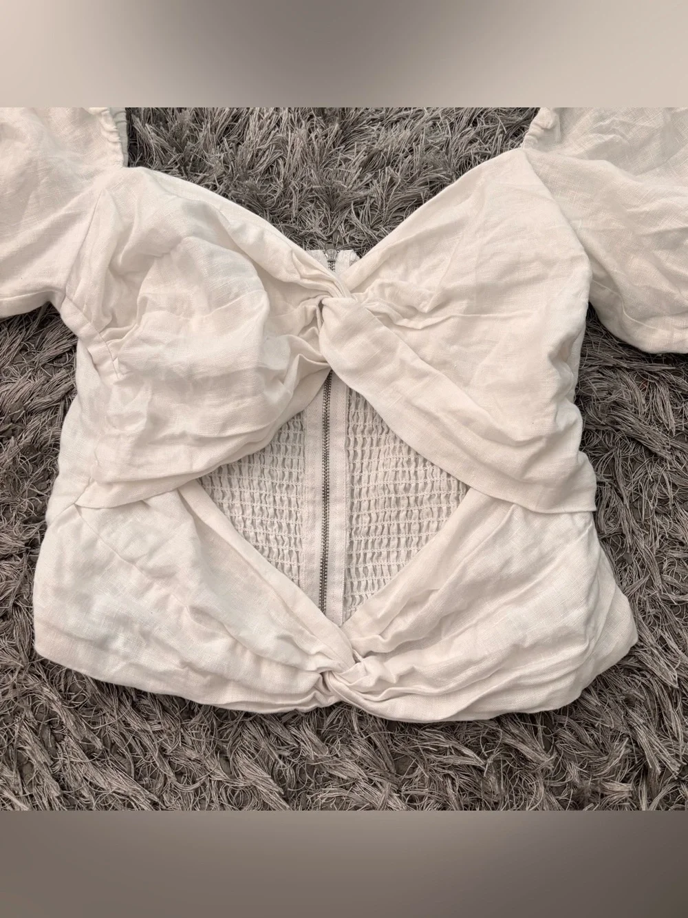 Reformation White Puff Sleeve Top